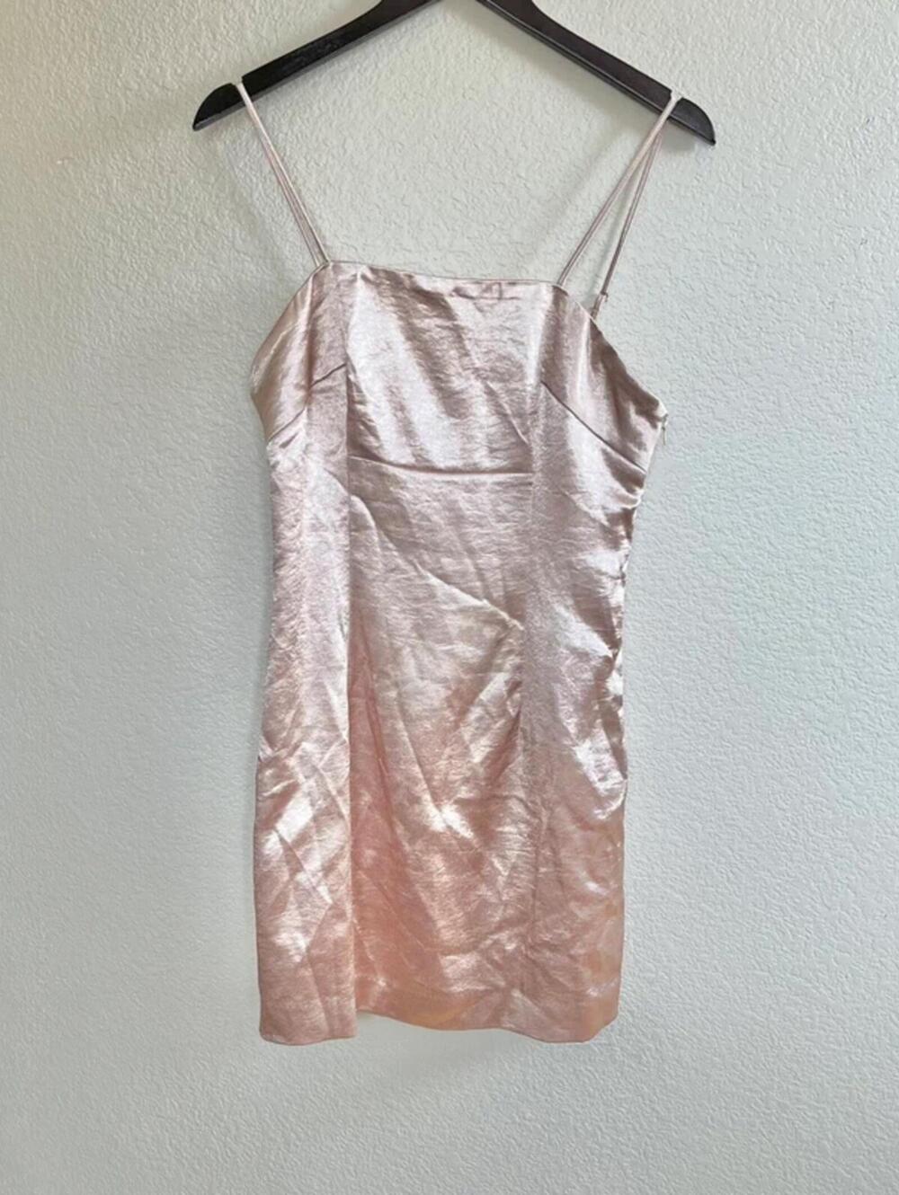 F21 satin slip straight dress with zipper